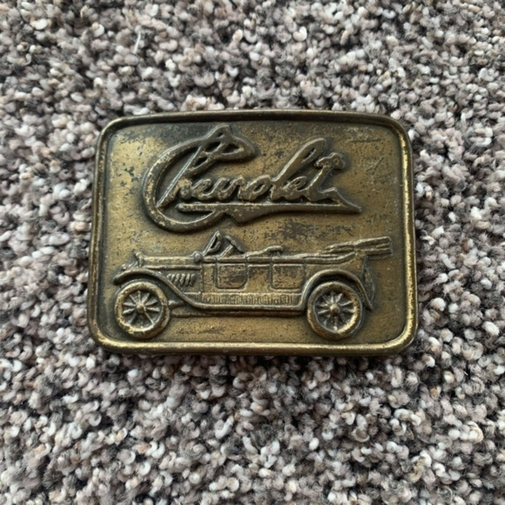 Vintage Men's CHEVROLET Belt Buckle R.J.Roberts Co Brass Car